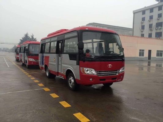 中国 31の座席容量の会社のための小さい乗客バスが付いている耐久の赤い星旅行バス サプライヤー